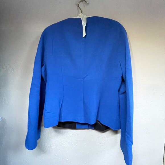 Lafayette 148 New York Womens Blue Virgin Wool Button-Front Career Jacket Blazer - Picture 2 of 9